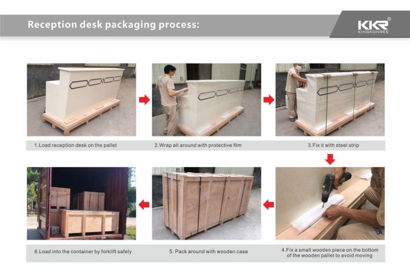 Customized Office Special Shape Acrylic Solid Surface Integration Reception Desk