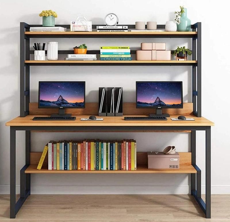 Customizable Student Computer Desk with Bookshelf 0330