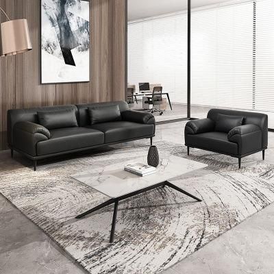 Contemporary Design PU Leather Sofa High Grade New Model Business Office Leisure Sofa with Metal Leg