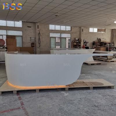 Receptionist Counter Desk Curved White Corian Office Receptionist Counter Desk