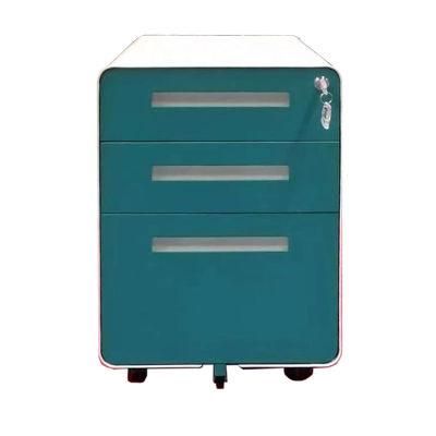 Stylish Light Blue A4 F4 File 3-Drawer Mobile Pedestal Cabinet