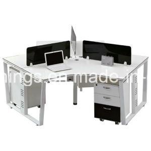White Melamine Panel Top Metal Leg Office Table