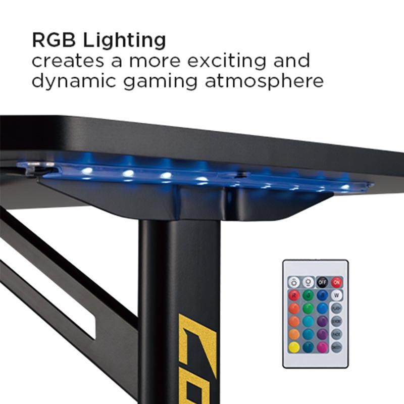 Professional Office PC Laptop Computer Gamer T-Shaped Gaming Desk with RGB Lighting
