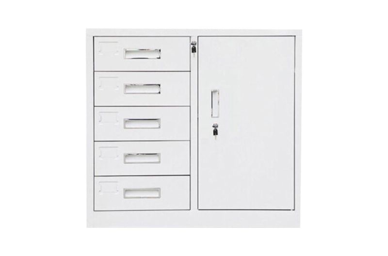 Office 5 Drawer Low Steel Filing Cabinet Metal Cupboard