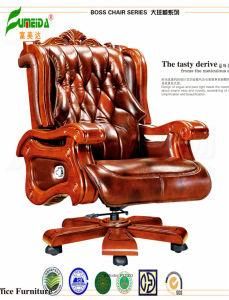 Swivel Leather Executive Office Chair with Solid Wood Foot (FY1303)
