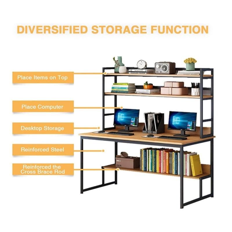 Customizable Student Computer Desk with Bookshelf 0330