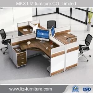 Popular 4 Person Office Partition Workstation with Glass Screen (CP74L)