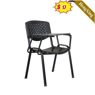 Chinese Modern Bedroom Office School Furniture Stainless Steel Metal Legs Chairs with Writing Tablet Black PP Plastic Training Chair