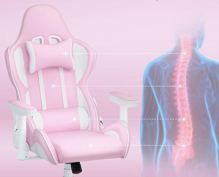 Pink White Cute Woman Popular Custom Ergonomic Game Chair