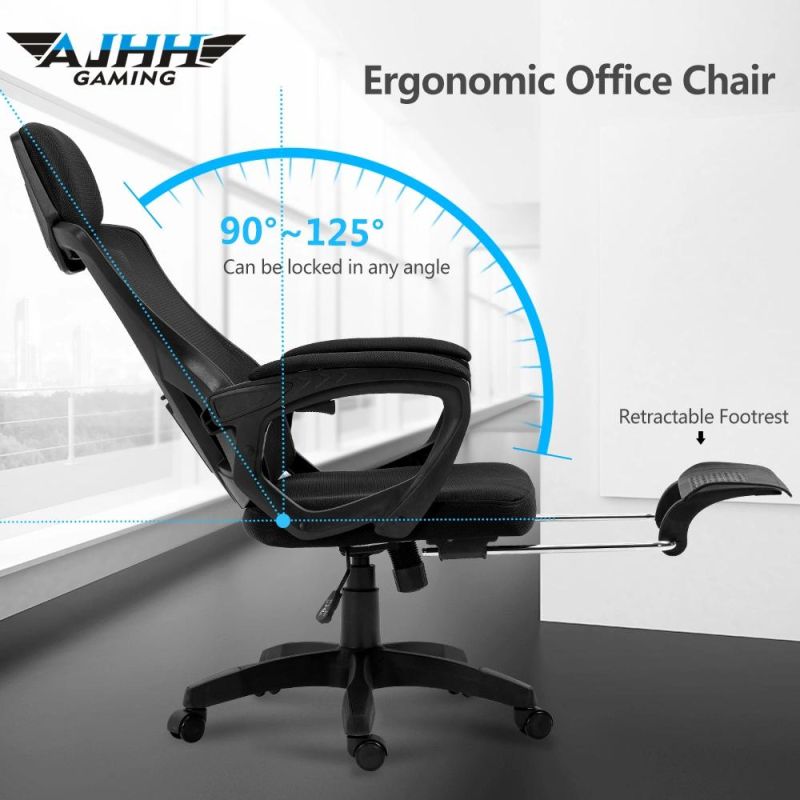 Office Chair Mesh New PP Working Chair with Moveable Headrest Gaming Chair with Footrest