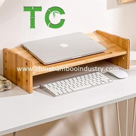 Adjustable Bamboo Laptop Stand Monitor Stand Riser Desk Organizer Desktop Bookshelf Printer Stand