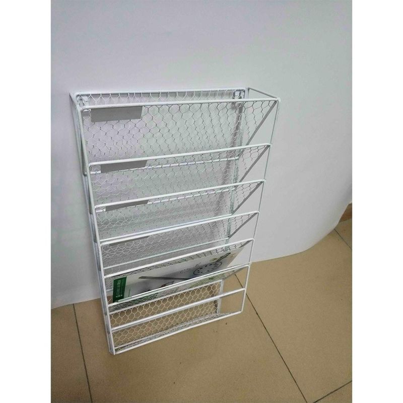 New Style Office Desktop Wire Metal Mesh 3 Compartment Stand Collection Rack Magazine Holder Desktop File Holder