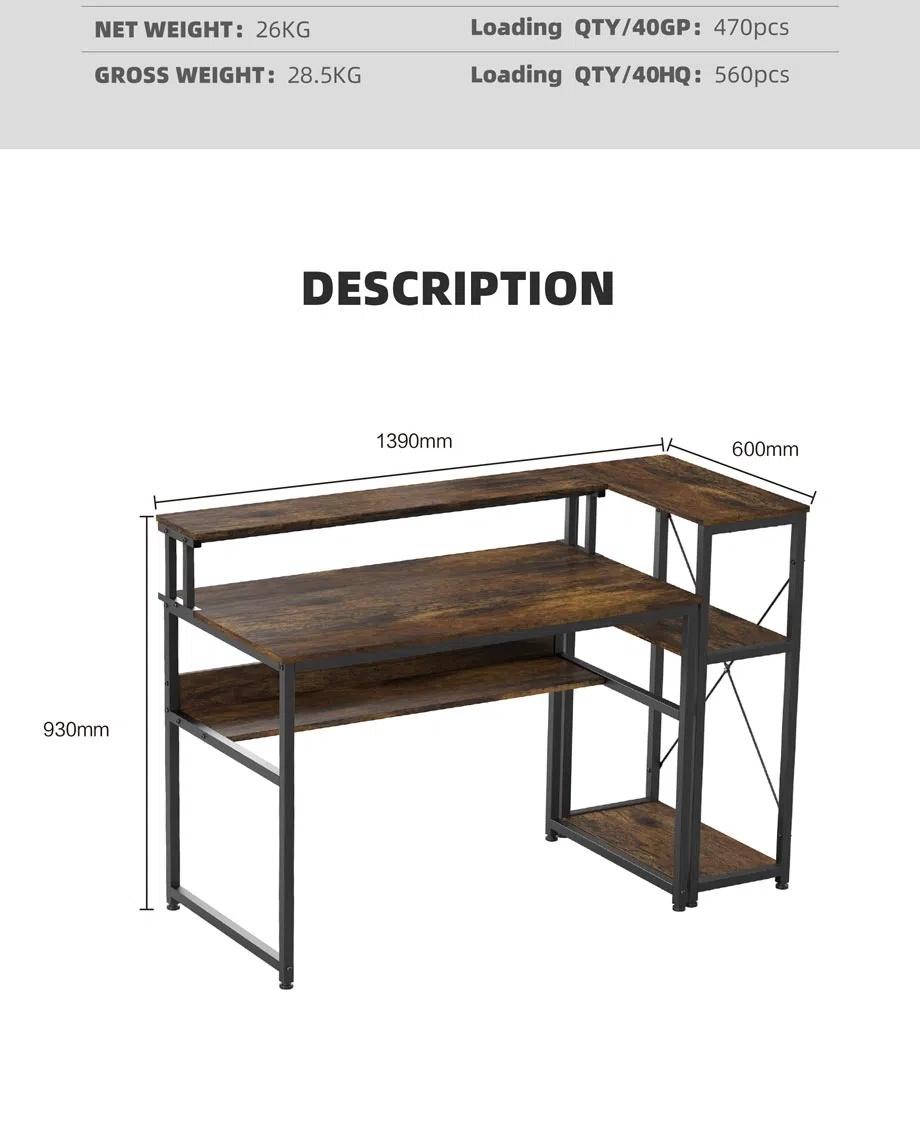 Home Office Computer Desk with Shelves