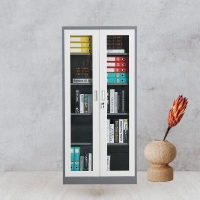 File Storage Glass Display Cabinet Steel Office Bookcase Cupboard Furniture