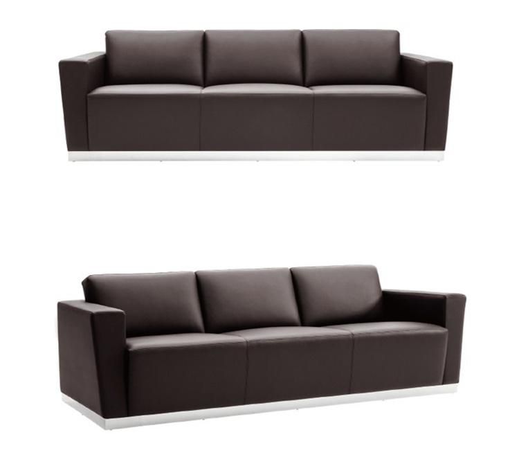 Modern Three Seat Sofa PU Leather Reception Office Sofa