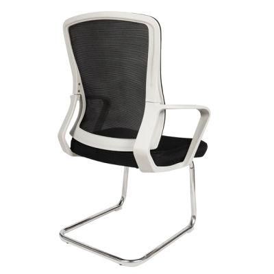 New Design Beautiful Color Mesh Visitor Chair Black Painted Bow Shape Steel Tube Base Fixed Office Furniture