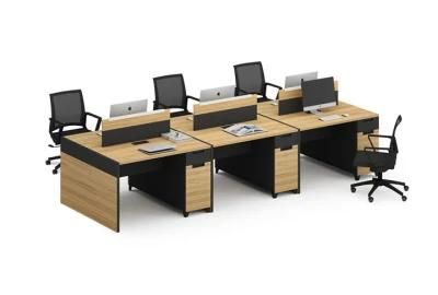 Open Deisng Partitions Wood Color Workstation for 6 Person