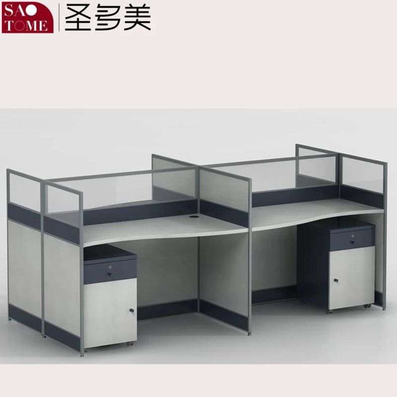 Office Furniture with Two-Person Wood Color Office Desk