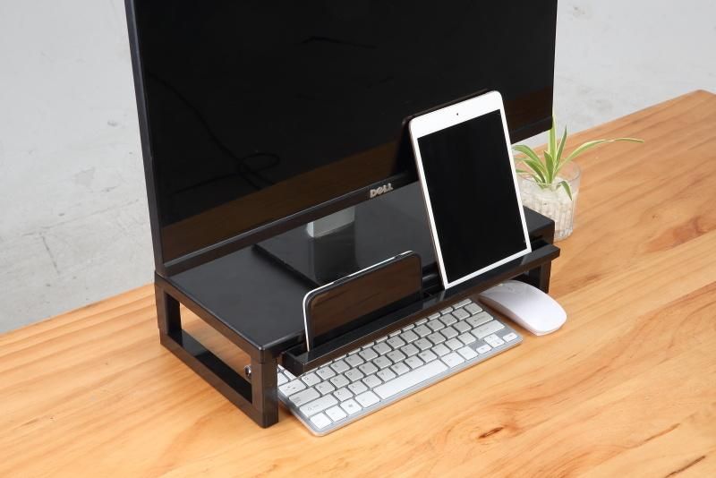 Wholesale Custom Height Adjustable Tool Black Monitor Stand Riser Screen Laptop Rack Riser Shelf Platform Office Desk Office Table