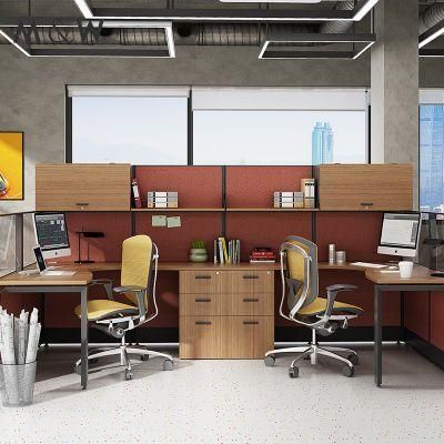 Furniture Factory Workstation Face Desk Double Seat Desk Manufacturer Design Contemporary Office Partition