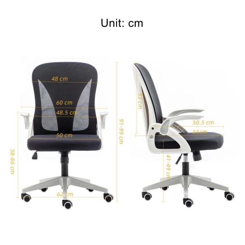 Custom White Flip-up Arms Mesh Chair High Back Comfort Ergonomic Swivel Office Chair Price PC Computer Racing Chair