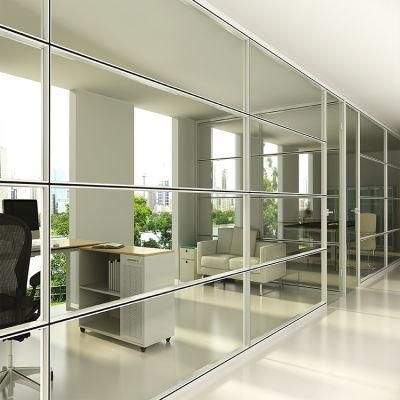 New Design Interior Room Divider Aluminum Frame Tempered Glass Office High Partition Wall