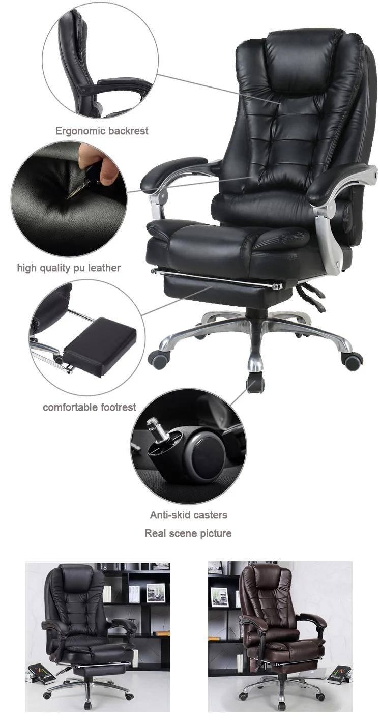 Adjust Footrest PU Leather Metal Frame Comfortable Boss Office Chair