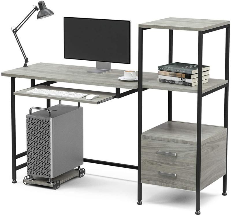 Study Room Computer Desk with Drawer and Keyboard Slide Tray Mainframe Bracket 0314