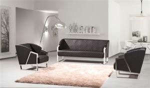 Modern Design Leather PU Prismatic Surface Office Stainless Steel Leg Sofa