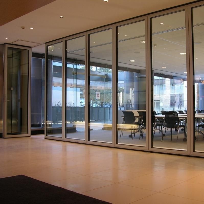 Hanging System Sliding Aluminium Track Roller Folding Glass Partition Walls