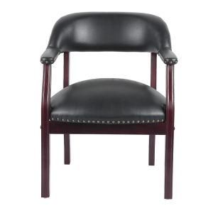 Traditional Office Stacking Chair with Wooden Frame and Vinyl