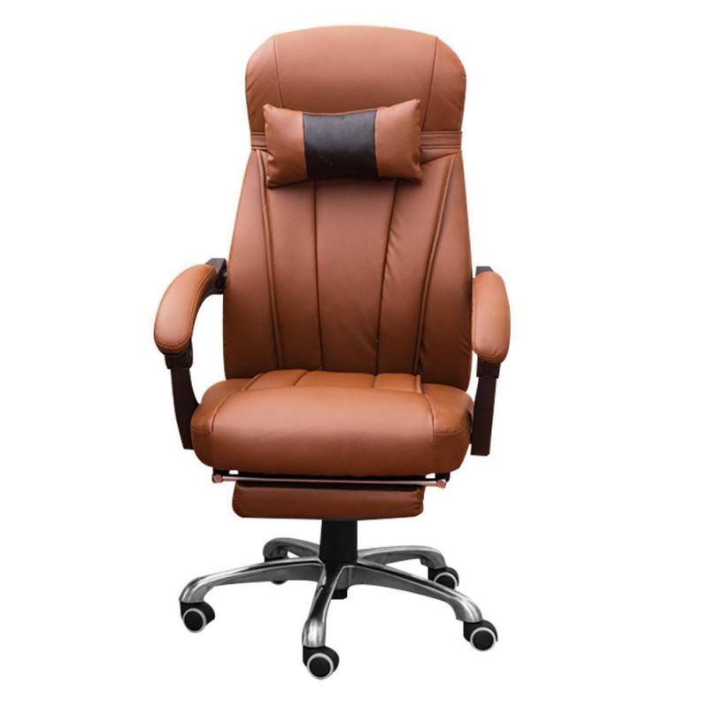 White PU Leather Office Chair with Reclining Backrest