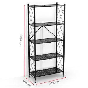 5 Tier Foldable Mini Kitchen Microwave Storage Holder Steel Plate Rack for Sale