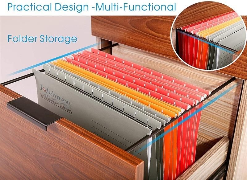 3 Drawer Rolling Wood File Cabinet with Locking Wheels Home Office Portable Vertical Mobile Wooden Storage Filing Cabinet for A4 or Letter Size