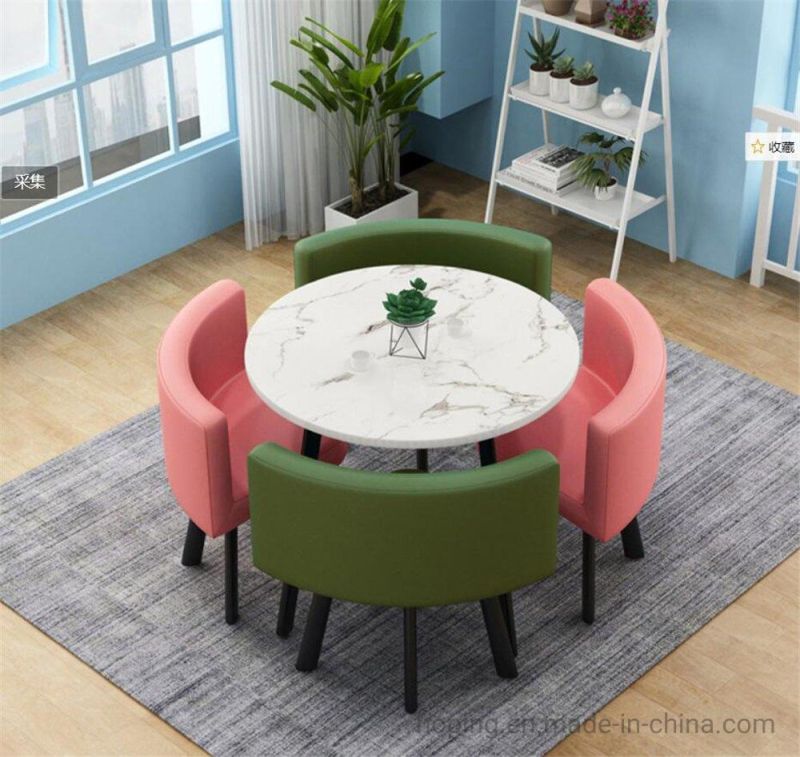 Modern Round Restaurant Dining Table Chair Hotel Chair Banquet Chair Yellow Orange Leather Sofa Furniture Living Room Chair