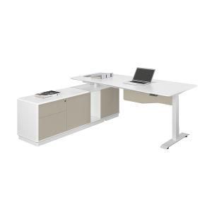 White Simple Design Electric Lifting Leg Metal CEO Office Desk