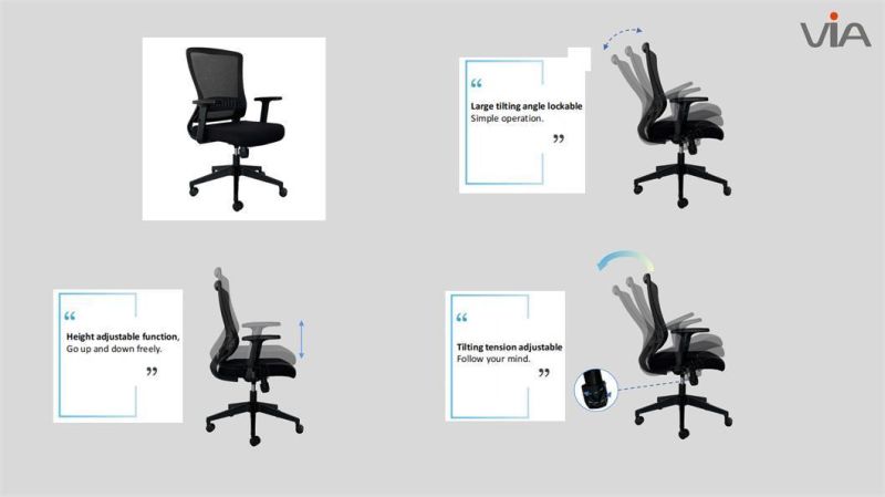 Ergonomic Middle Back Adjustable Tilting Staff Task Home Office Swivel Chair