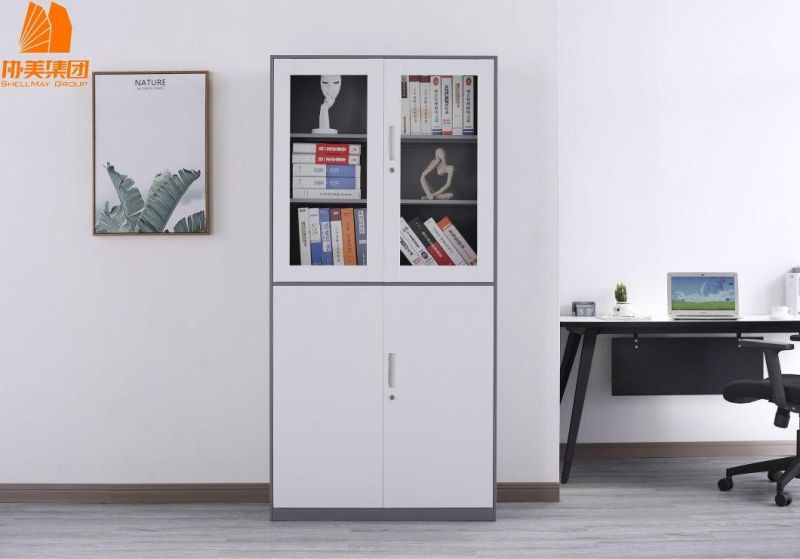 Knock Down Glass Door Steel File Storage Cabinet Filing Cupboard