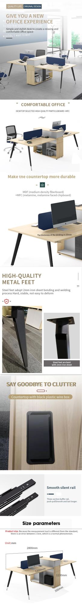 Fashion Simple Office Furniture Desks Four Seat Office Workstation