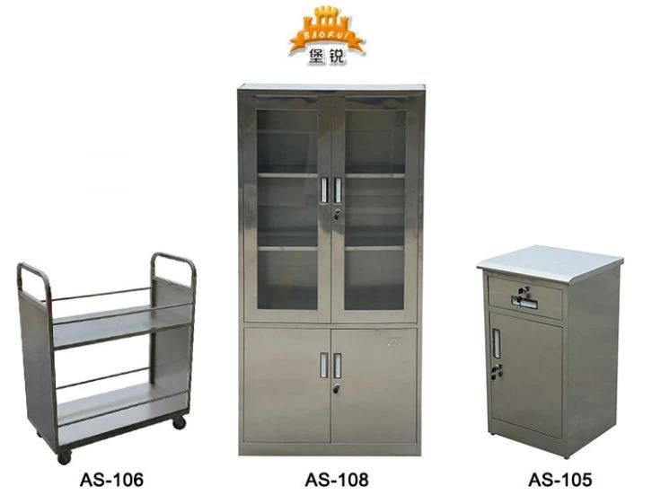 Stainless Steel Glass Door Hospital Cupboard Metal Medicine Storage Cabinet