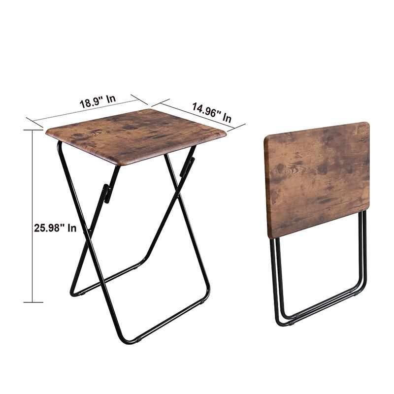 Metal Wood Factory Wholesale TV Trays Set of 2 Folding TV Tables Snack Tables for Eating