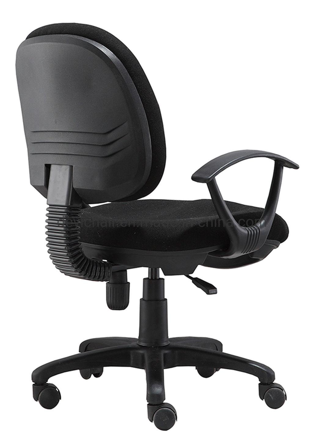Small Back Simple Tilting Mechanism with PP Armrest B300mm Nylon Base Black Color Office Chair