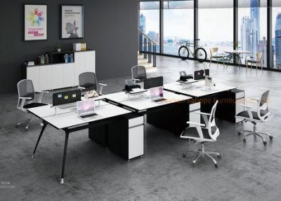 Modern Elegant Office Partition Furniture Wooden Cubicle 6 Person Workstation