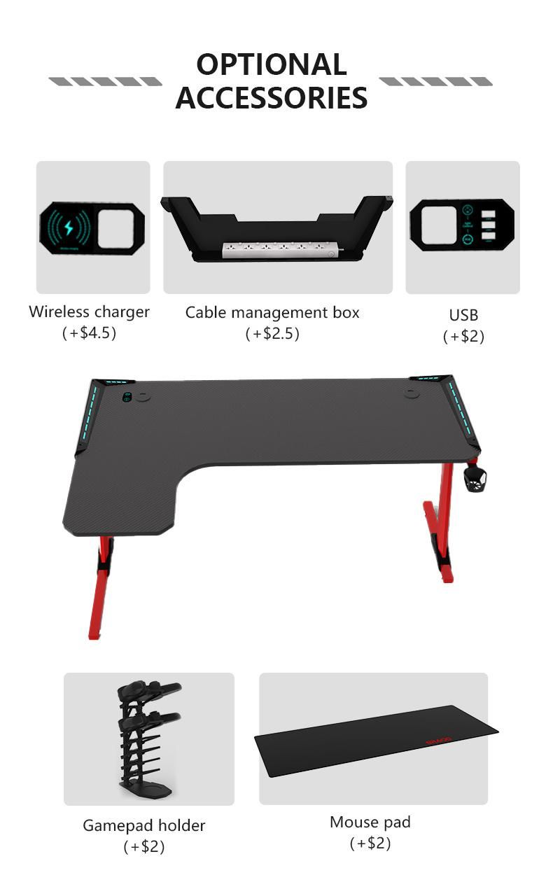 Aor Esports Customizes Furniture Bedroom Student Dormitory Desktop RGB LED Light Laptop Study Computer Table Gamer Competitive Chair Gaming Desk for Home Office