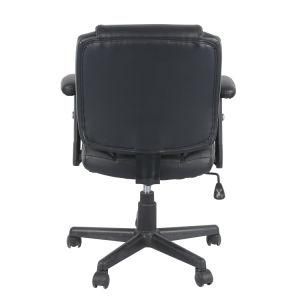 Simple Black Staff Chair with Bonded Leather Upholstered and Adjustable Armrests