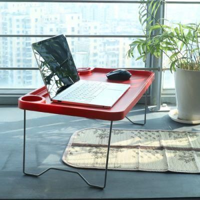 Foldable Computer Desk with Cup Holder and Metal Legs