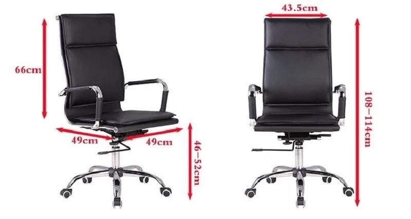 Metal Frame High Back Executive Office Chair Ergonomic Swivel Black Leather Office Chairs