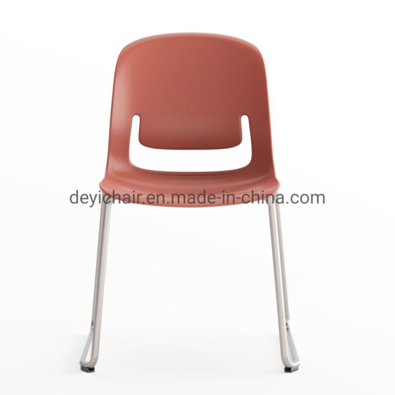 Red Color Plastic Shell Seat Cushion Optional New Design Chromed Finished Frame Stool Chair