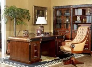 E10 Spanish Style Solid Wood Office Chair Seat Covered Leather