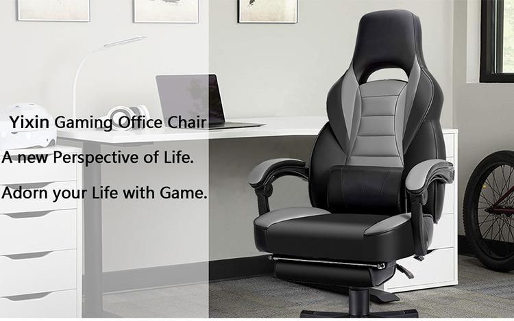 Black White Height Adjustable Rotate 360 Degrees Leather Office Gaming Chair